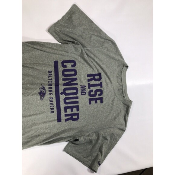 Baltimore Ravens T-Shirt Mens Large Nike Dri-Fit Grey Rise And Conquer NFL Tee - Picture 3 of 6